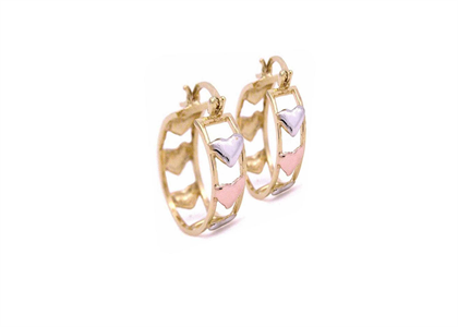 Three Tone Plated Heart Earring